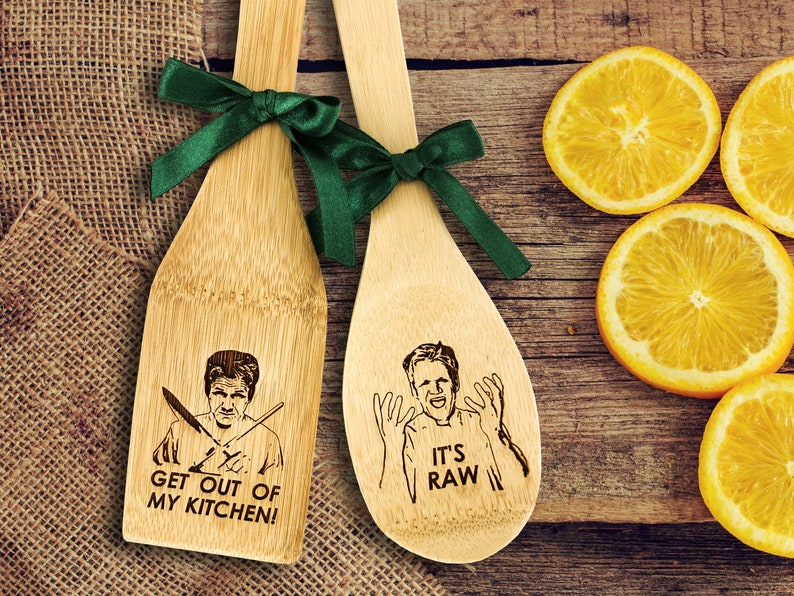 Gordon Ramsay Wood Engraved Spoon and Spatula Set Chef Etsy