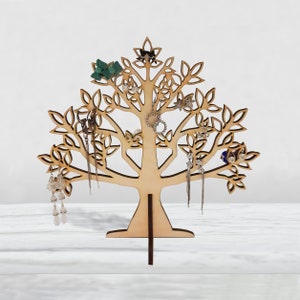 Custom Wooden Jewelry Organizer Stand: Rustic Holder Tree for Hanging Earrings