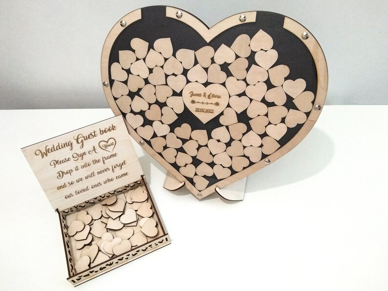 Wedding Guest Book Alternative Hearts Custom Wedding Drop Etsy