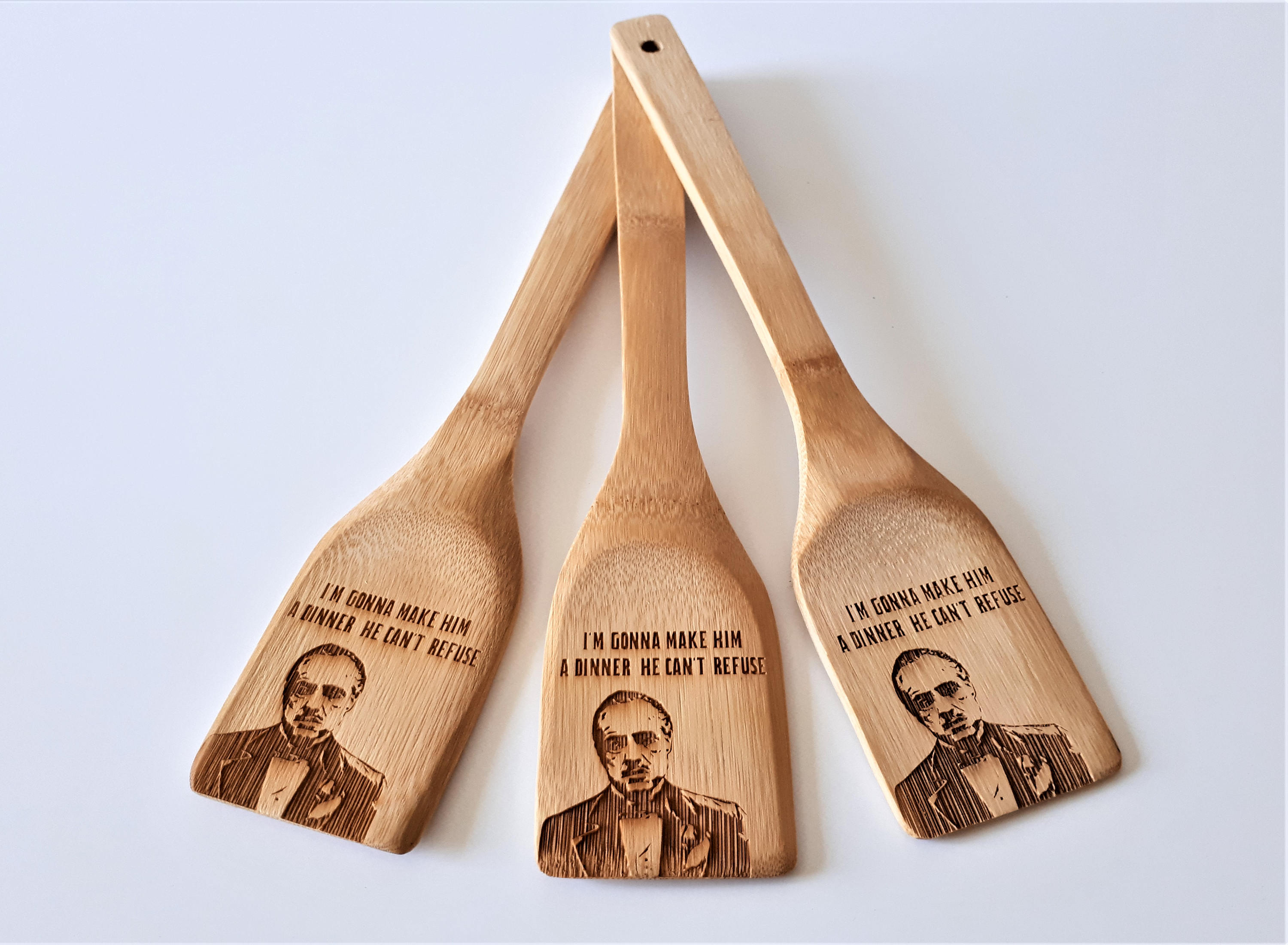 Godfather spatula / engraved spatula / natural wood spatula / Etsy