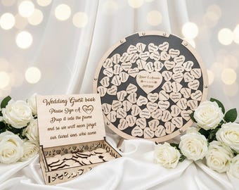 Buzón redondo personalizado grabado (alternativa al libro de firmas para bodas)