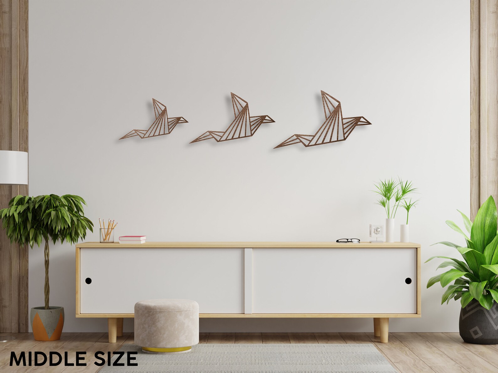 Geometric Birds Wall Art Wooden Wall Décor Set of 3 Origami Etsy