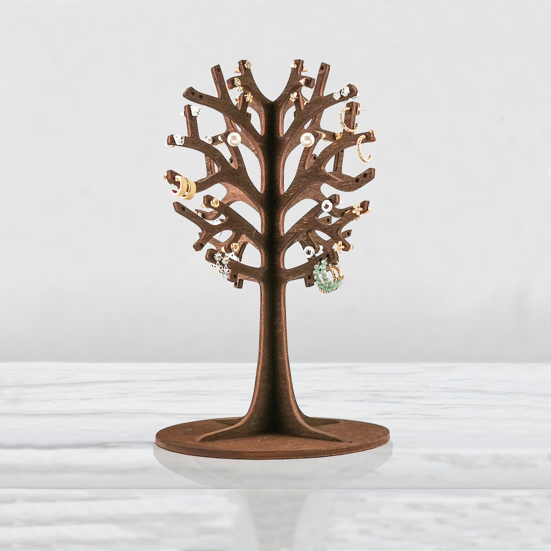 Jewelry Stand of Wood: Earring Tree Holder 3D, Jewelry Display for ...