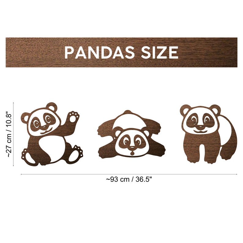 The dimensions of the pandas wall art are about 93 x 27 cm / 36.5 x 10.8 inch.