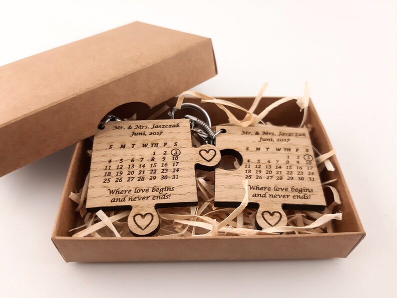 Puzzle Keychain for Couple Custom Engraved Keychain of Wood Etsy