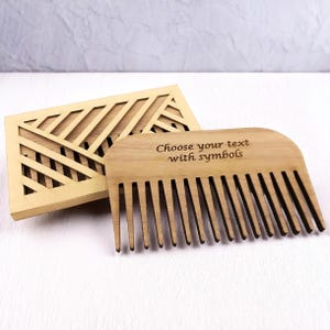 Custom Wood Engraved Comb, Small Hair Comb for Women, Men Beard Comb, Natural Oak/Walnut Comb in Box, Personalized Valentine's Day Gift