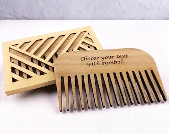 Peine de madera grabado: peine personalizado para cabello y barba de roble o nogal