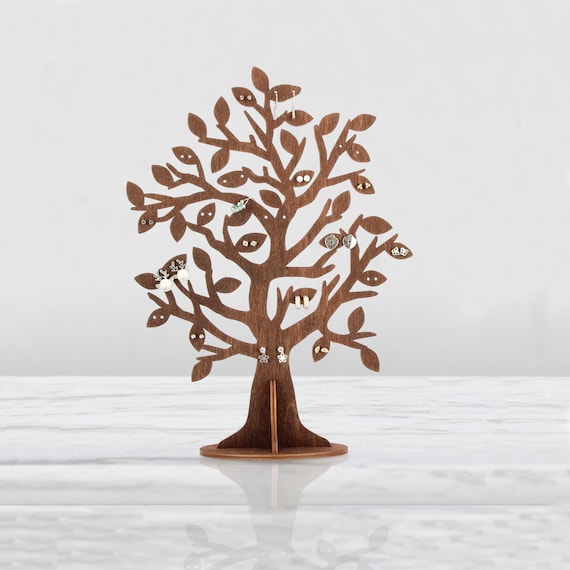 Earring Holder Wood Jewelry Stand Ornament Tree Bracelet Ring Necklace Organizer Rustic Earring Display Storage Gift Ideas for Her Etsy UK