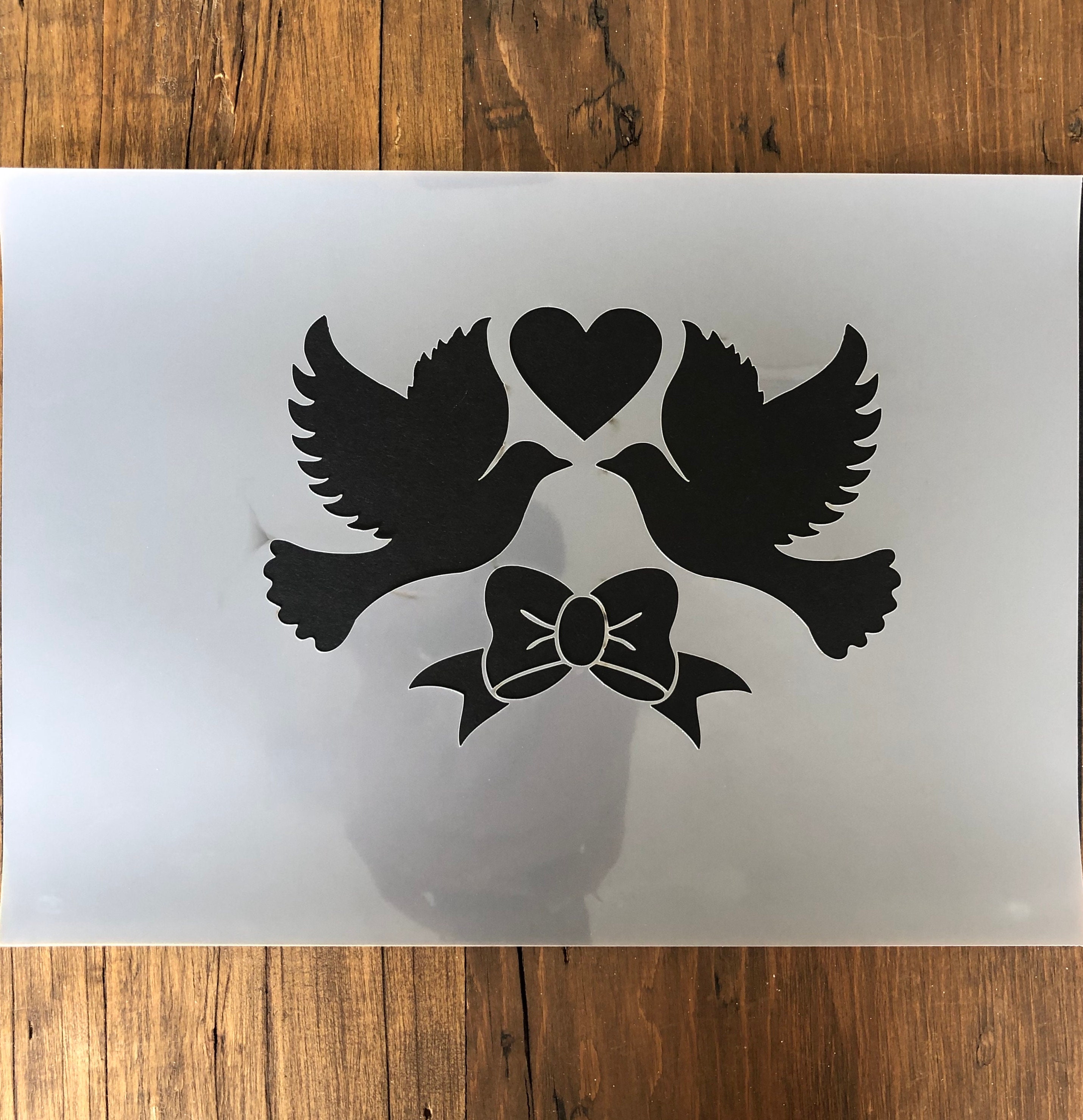 Love Birds stencil with Heart and Bow Image size 180mm High Etsy