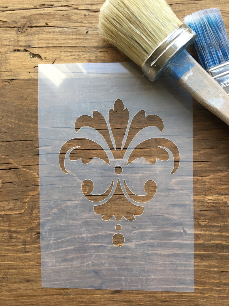 French Fleur de Lys Craft Stencil, image size 140mm x 115mm on re-usable Mylar stencil film image 2