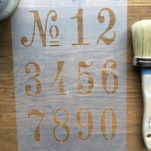 French Vintage Numbers Stencil for furniture, walls and crafts, Letters Height 70mm image 3