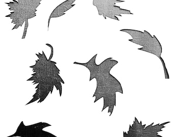 Pochoir Feuille d&#39;automne, motifs assortis, réutilisables - taille moyenne des feuilles de 70 mm - 56 mm