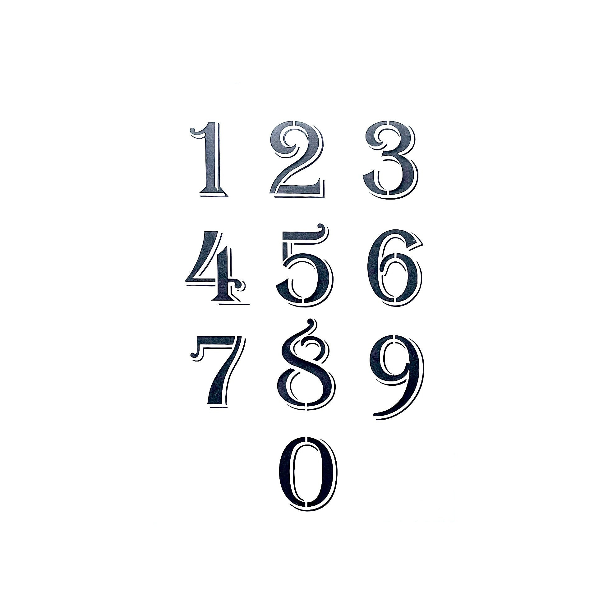 Algerian Numbers Stencil Shadow Design, Height of Numbers 51.5mm