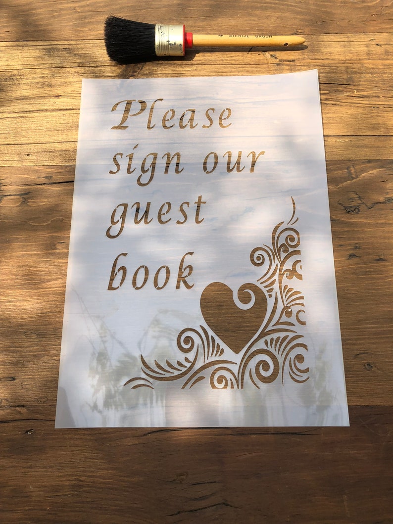 Wedding Guestbook and Heart Stencil A4 Size