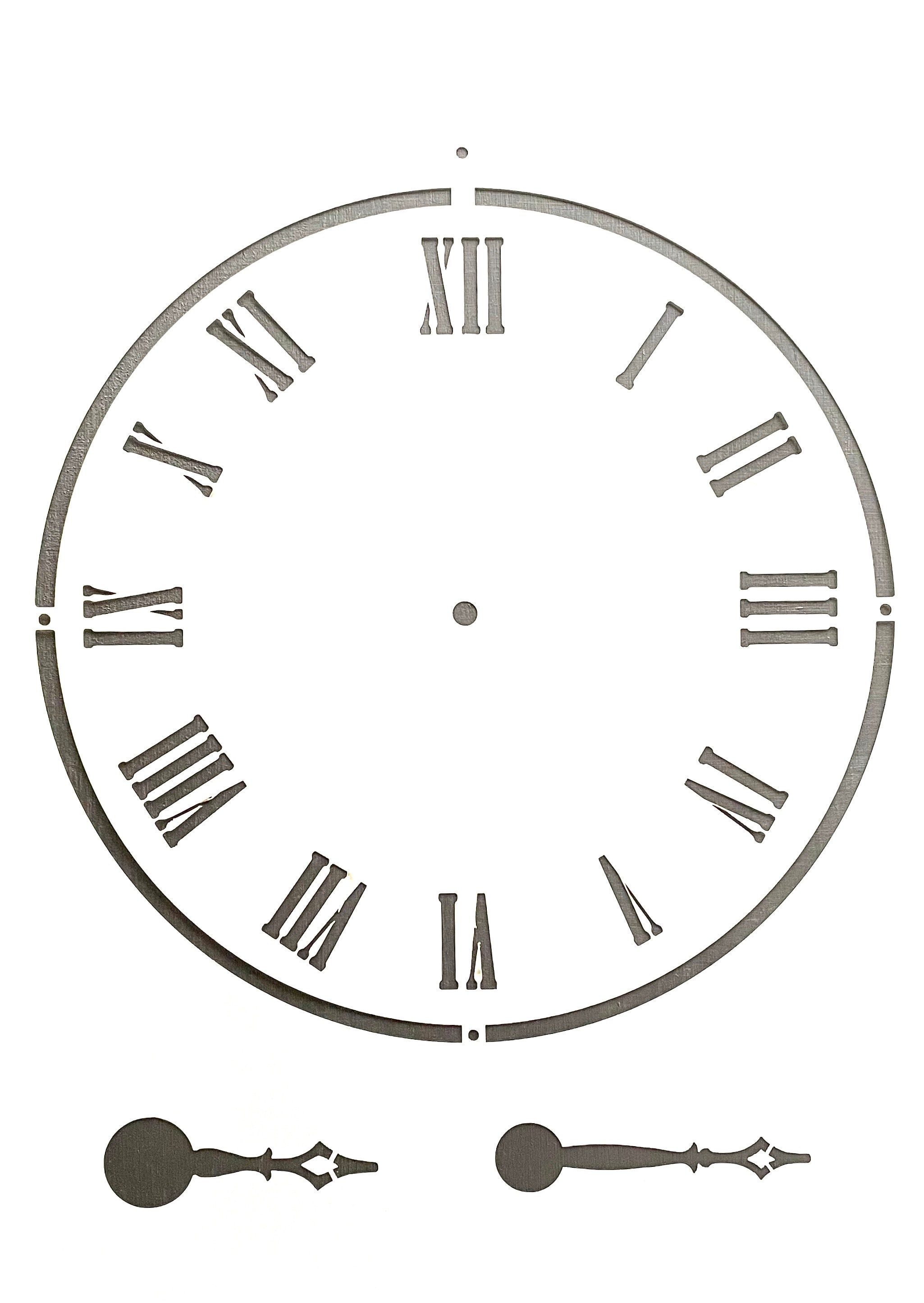 Clock Face & Hands Stencil With Roman Numbers Image Size - Etsy Australia
