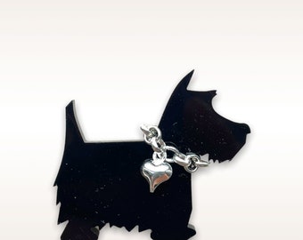 Scottish Highland Terrier Dog Brooch Pin or Earring,