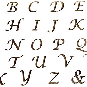 Cursiva cursiva letra mayúscula A-Z alfabeto texto plantilla para paredes muebles o uso artesanal, altura de letras 25 mm x 30 mm imagen 1