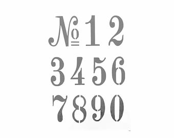 Vintage Old French Numbers Stencil Template, Numbers Height 100mm