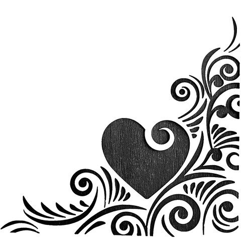 Heart and Scrolls Corner Design Stencil for Walls Furniture Etsy UK