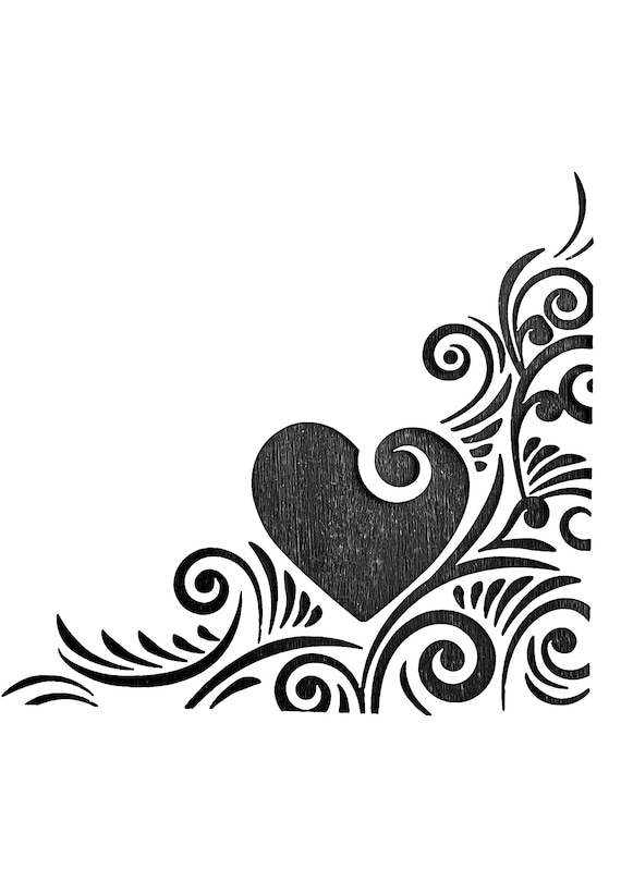 Heart and Scrolls Corner Design Stencil for Walls Furniture - Etsy