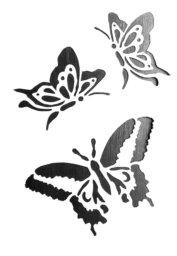 Ecología Accor Lustre Mariposa en vuelo Insect Stencil conjunto de tres imágenes - Etsy México