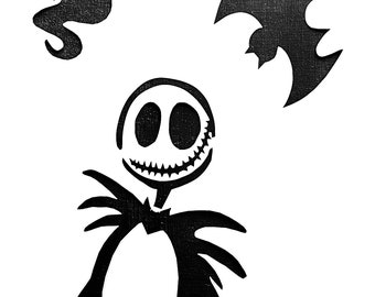 Skeleton and Bat Halloween Stencil, for walls, furniture and crafts - Image sizes in product description