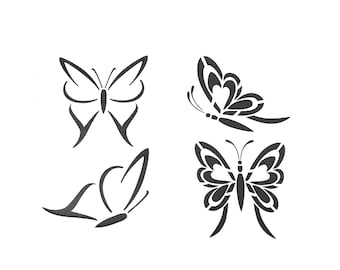Butterfly stencil four designs, re-usable - for individual sizes please see description