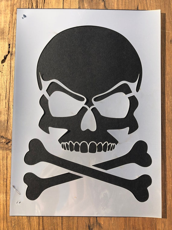 Skull & Crossbones Skeleton Head Stencil Template, Image