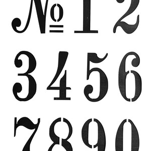 French Vintage Numbers Stencil for furniture, walls and crafts, Letters Height 70mm image 2