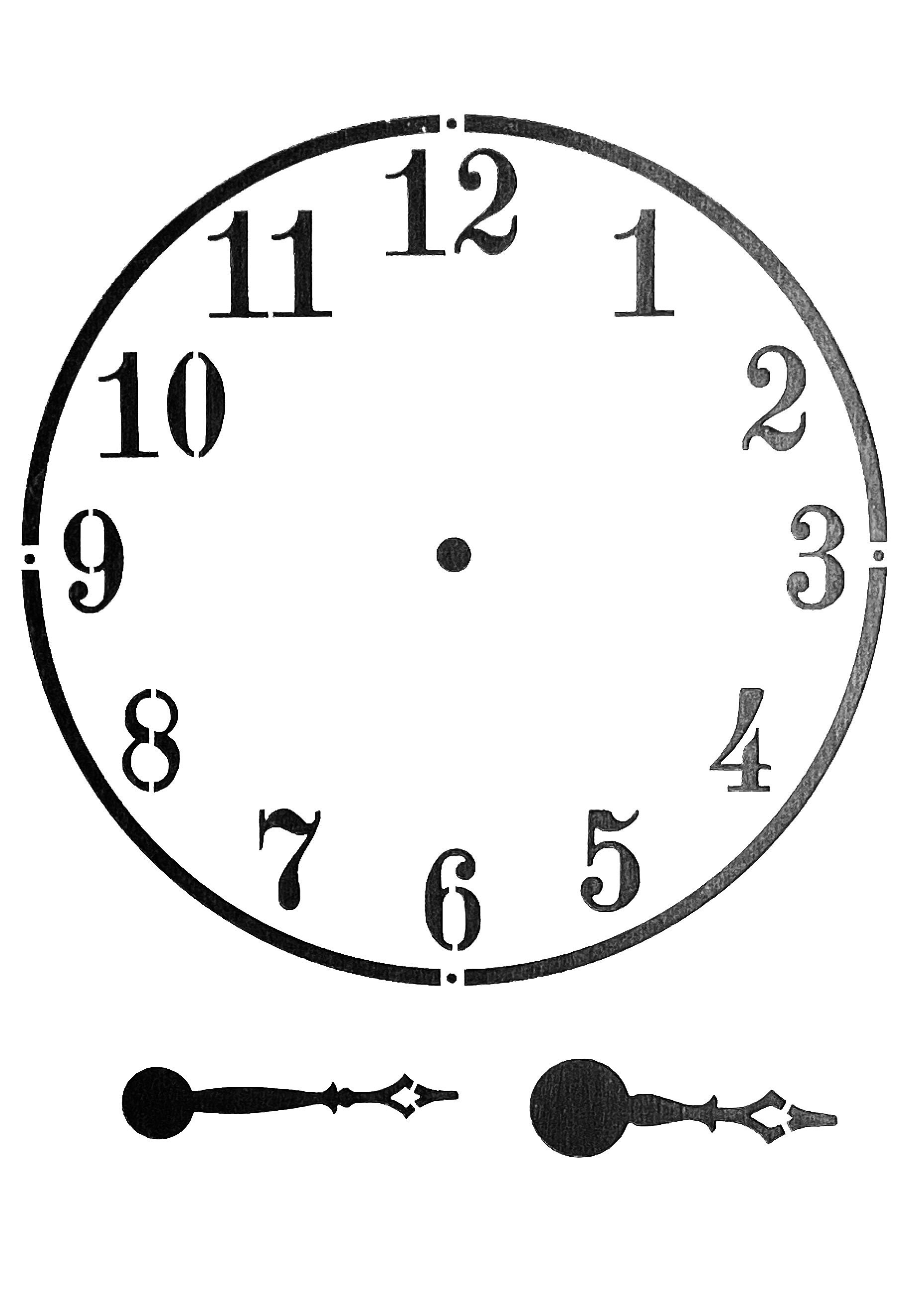 Clock Face Vintage Numbers Stencil, Image Size Outer Diameter 190mm 