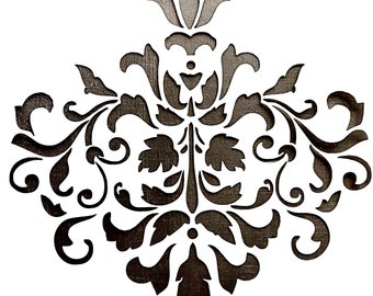 Vintage Damask Fleure de Lys Flower Stencil A4 film - Image Size - 190mm x 199mm