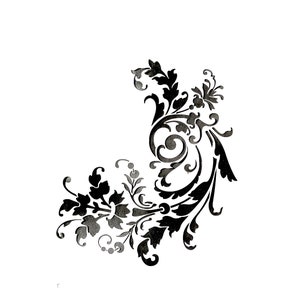Baroque Design Flower Damask Craft Stencil Overlay, Image Size 215mm x 189mm, re-usable for furniture, walls, crafts