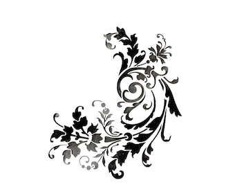 Plantilla con diseño de damasco floral barroco, tamaño de la imagen 215 mm x 189 mm
