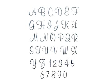 A-Z Alphabet & Capital Capital Letters Cursive Text craft stencil, letters and numbers height 29mm - 39mm, re-usable