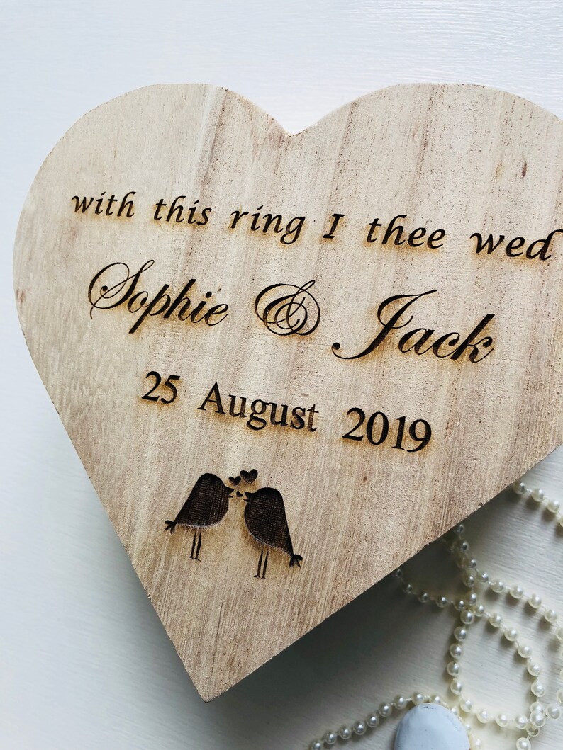 Personalised Heart Shaped Wedding Ring Bearer Box Holder for Etsy