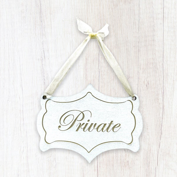 Plaque de porte privée de style château français peinte à la main design vintage, avec ou sans ruban, avec ou sans ruban