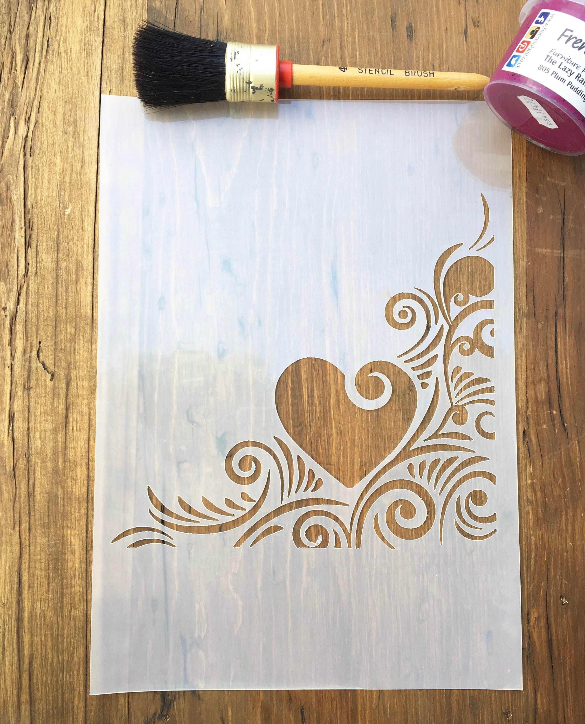 Stencils for Painting on Wood,Wall Home Decor,9Pcs 13cm Heart Bird Wooden  DIY Reusable Stencils Painting Scrapbook Art Templates for Painting on