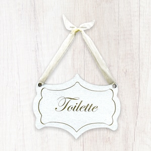 Toilette, Toilet French Chateau Style Door Sign, Hand Painted, Vintage Design, with or without ribbon