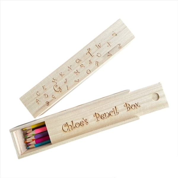 Wooden Pencil Box Etsy UK