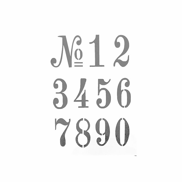 French Vintage Numbers Stencil for furniture, walls and crafts, Letters Height 70mm