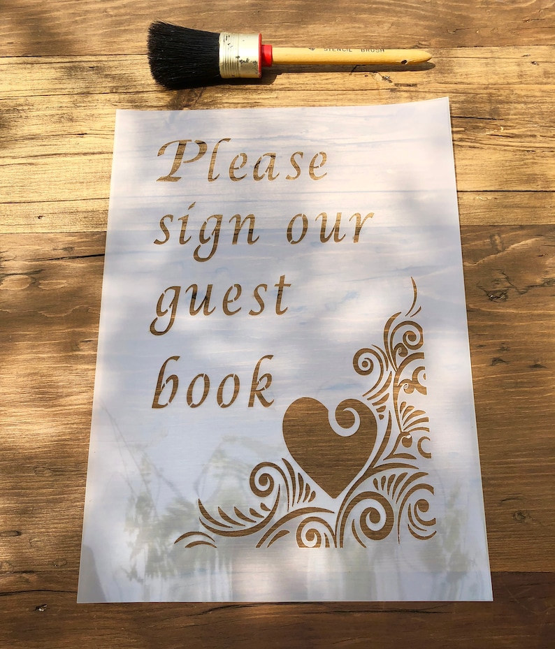 Wedding Guestbook and Heart Stencil A4 Size