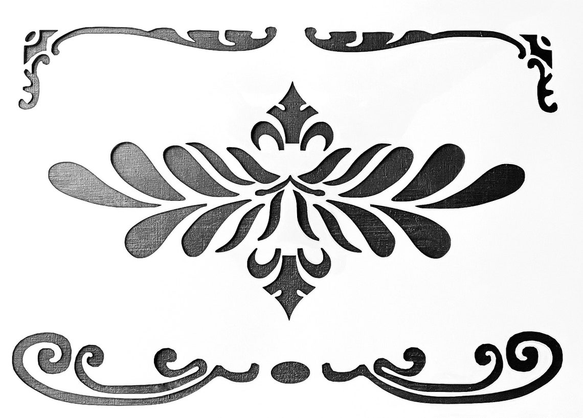 French Scrolls Stencil for Walls Furniture or Craft Use A4 Etsy