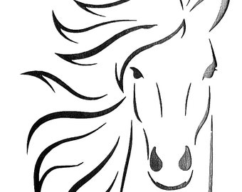 Horses Head Stencil for walls furniture or craft use A4 film, Image Size - 173mm  wide x 250mm High