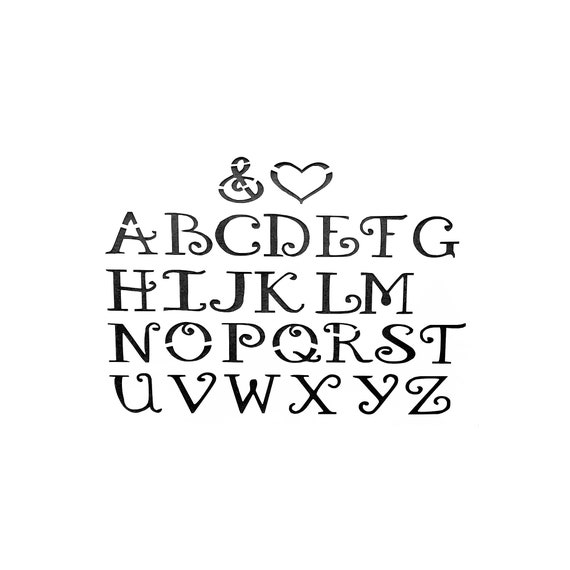 Fancy Caligraphy Letters A-Z Alphabet Stencil for Walls Furniture or Craft  Use Average Letter Height is 50mm - Etsy