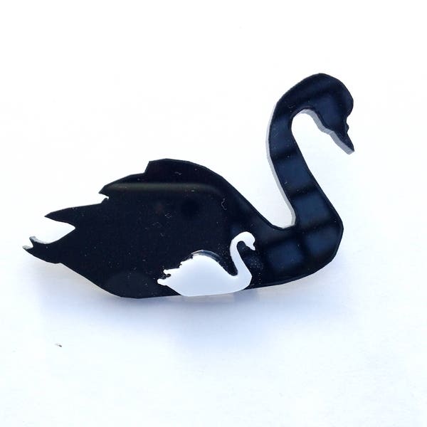 Swan and Baby Cygnet Brooch Lapel Pin made from Perspex, ideal gift for Mum on Mother's Day