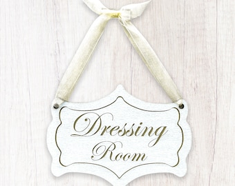 Dressing Room, French Chateau Style Door Sign, Hand Painted Vintage Design, with or without ribbon