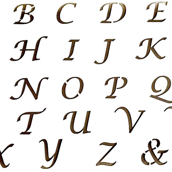 Stencil Set of Italics Capital and Lower Case Alphabet Letters, for walls, furniture and crafts, letters 25mm-30mm high