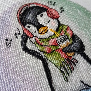 Cross stitch pattern Music Lover Penguin cross stitch pattern modern embroidery chart counted cross stitch pdf instant download image 2
