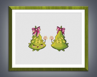 Cross stitch pattern Christmas tree cross stitch pattern Winter cross stitch Embroidery chart pdf instant download