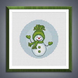 Cross stitch pattern Snowman in a hat cross stitch Winter pattern Embroidery chart pdf instant download